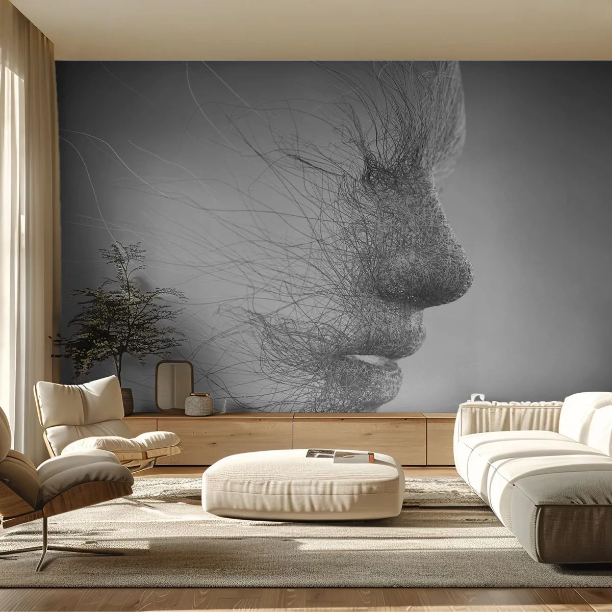 Self-Adhesive Photo Wallpaper Deluxe Sticker - Spirit of the Wind - Abstraction, Woman's Face, Graphics - 250x175 cm