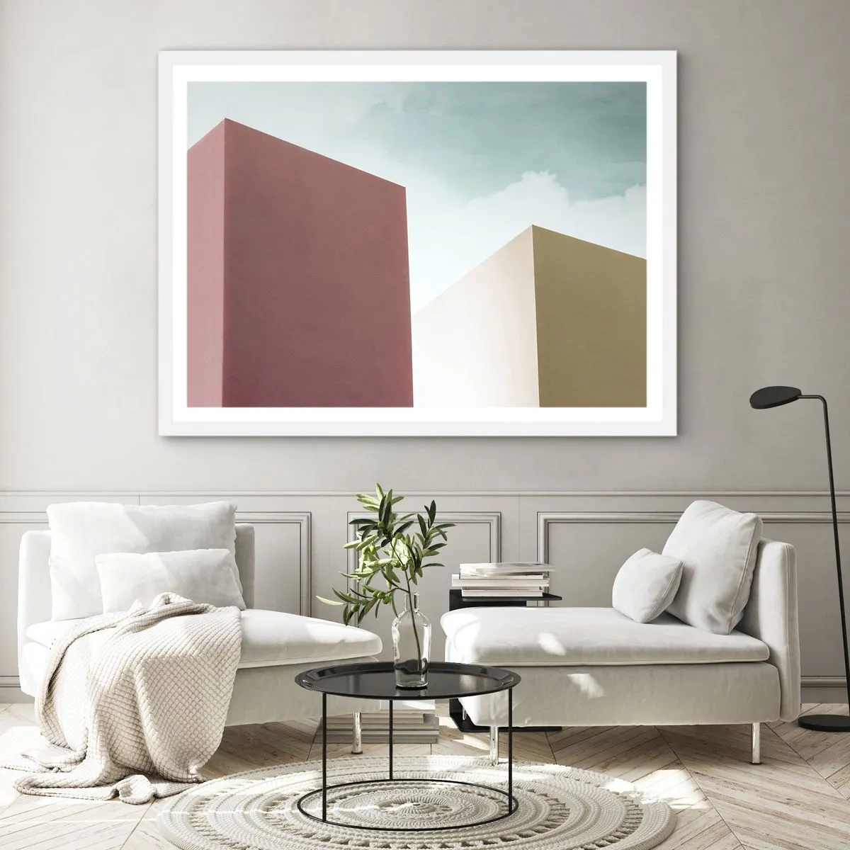 Poster in white frmae - Geometry of a Sunny summer - 100x70 cm