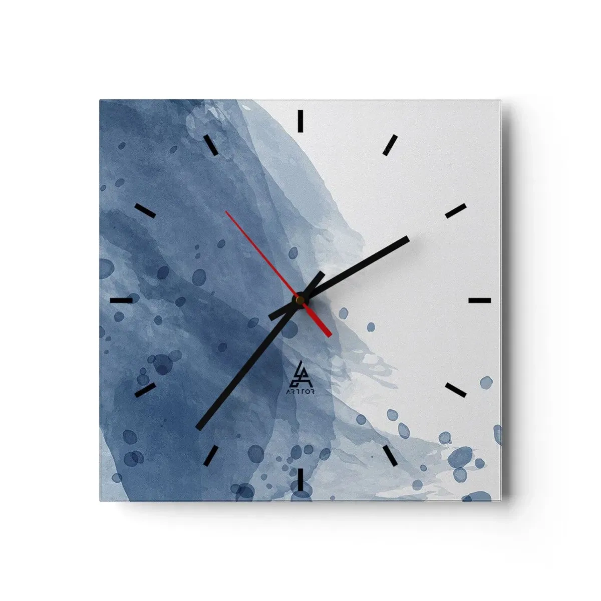 Wall clock - Clock on glass - Blue Tulle - 40x40 cm