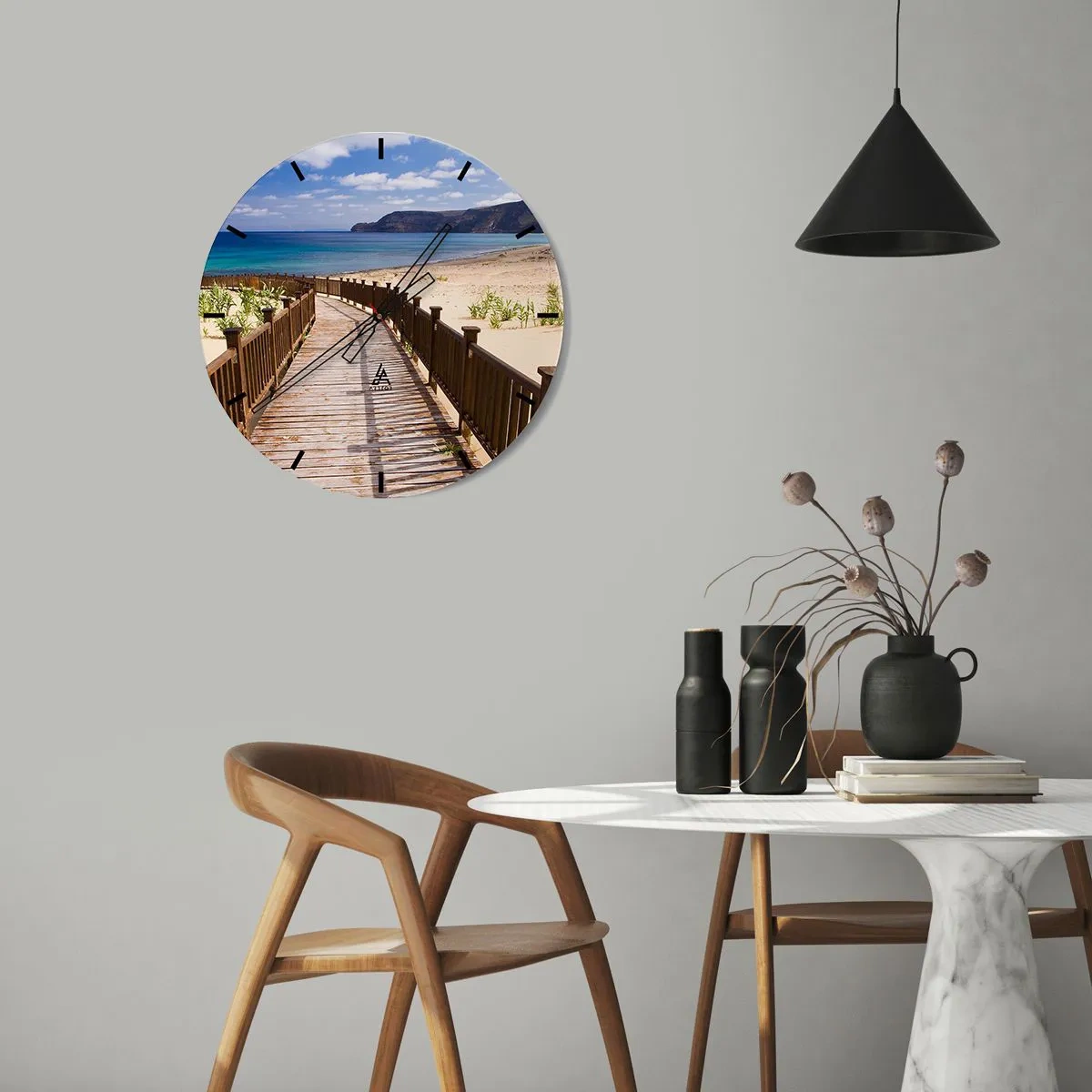 Wall clock - Clock on glass - Take Me to Happy Islands - 30x30 cm
