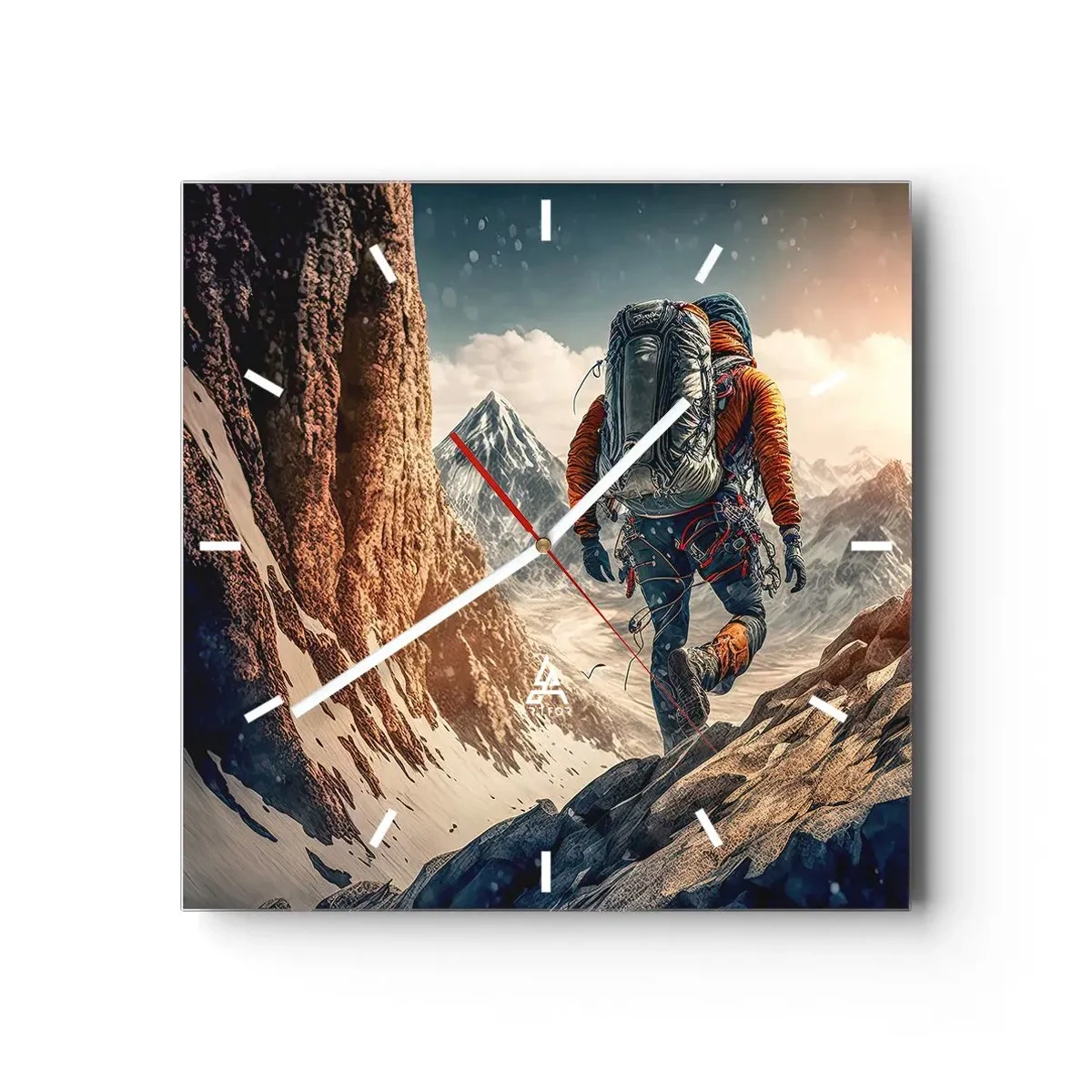 Wall clock - Clock on glass - Lonely Warrior - 40x40 cm