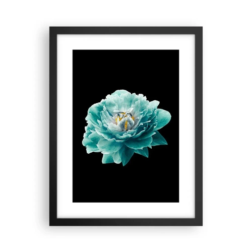 Poster in black frame - Blue and Gold Petals - 30x40 cm