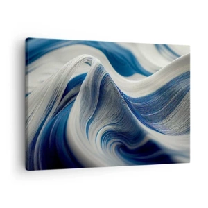 Canvas picture - Abstract waves in shades of blue and white - 70x50cm - Fluidity of Blue and White - Modern wall decoration for the living room and bedroom ARTTOR