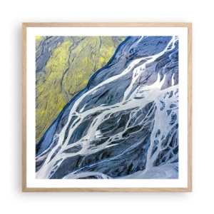 Poster in light oak frame - Cave Paintings of Nature - 60x60 cm