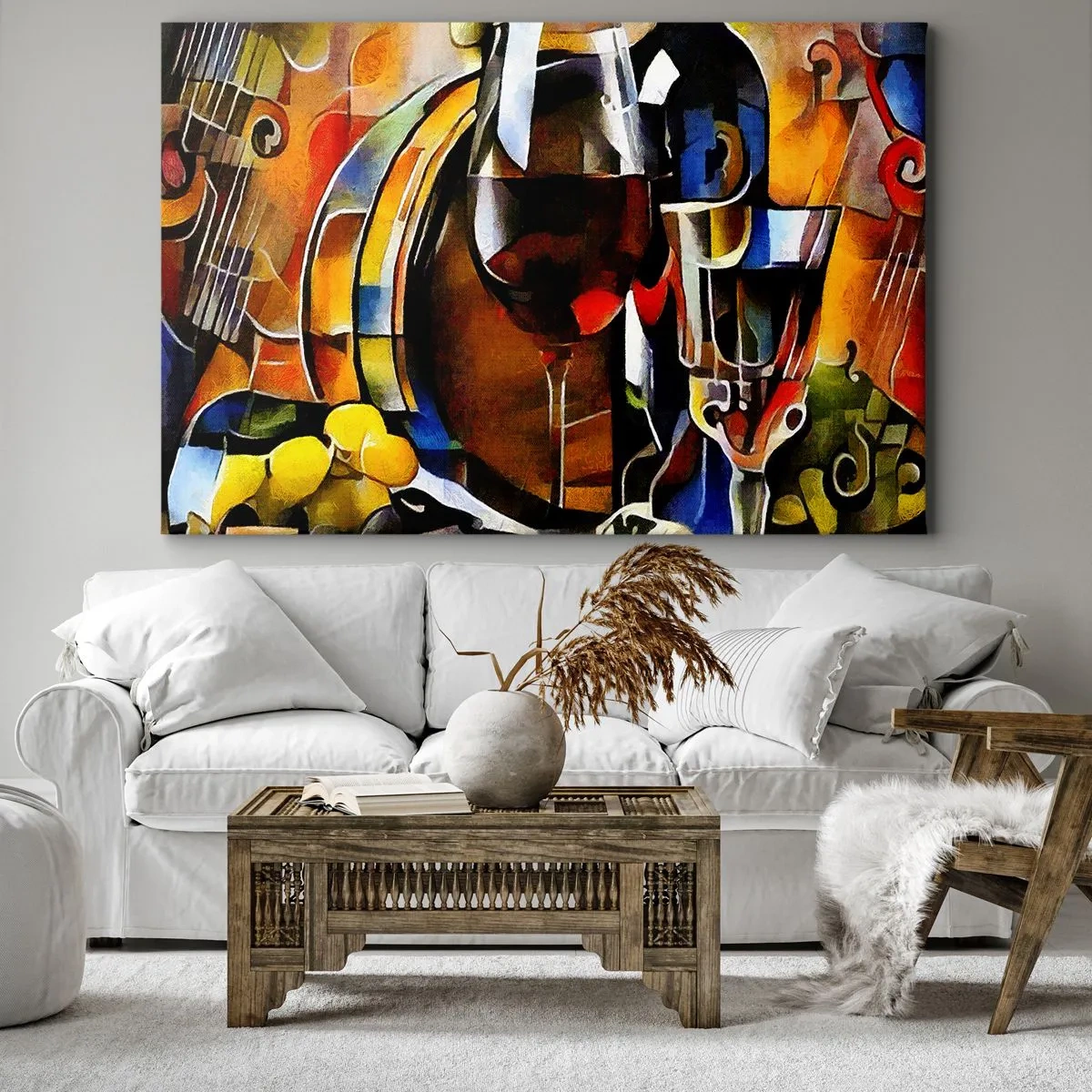 Canvas picture - Abstract still life with glasses and instruments - 70x50cm - And The World Fills With Colours - Modern wall decoration for the living room and bedroom ARTTOR