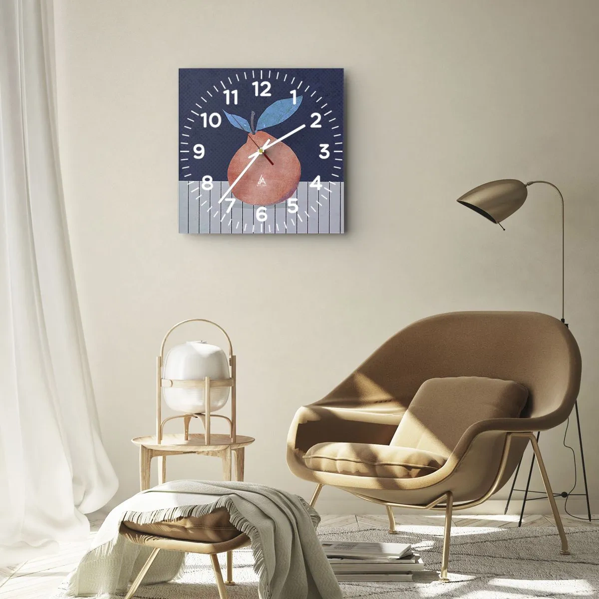Wall clock - Clock on glass - Convexity and Plane - 40x40 cm