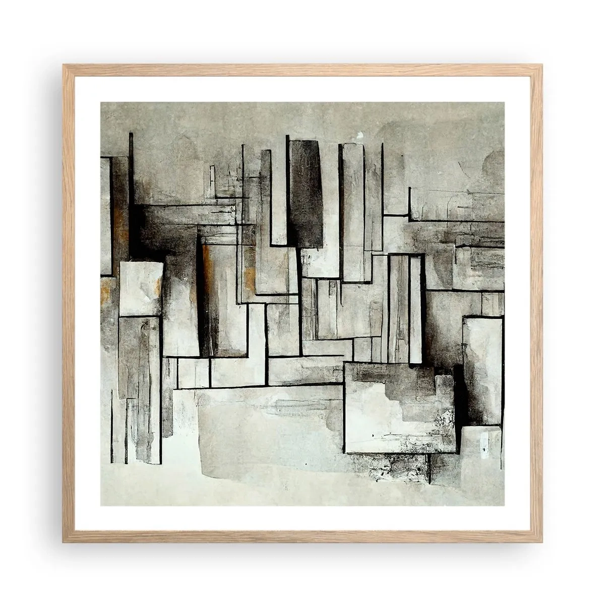 Poster in light oak frame - Power of Simplicity - 60x60 cm