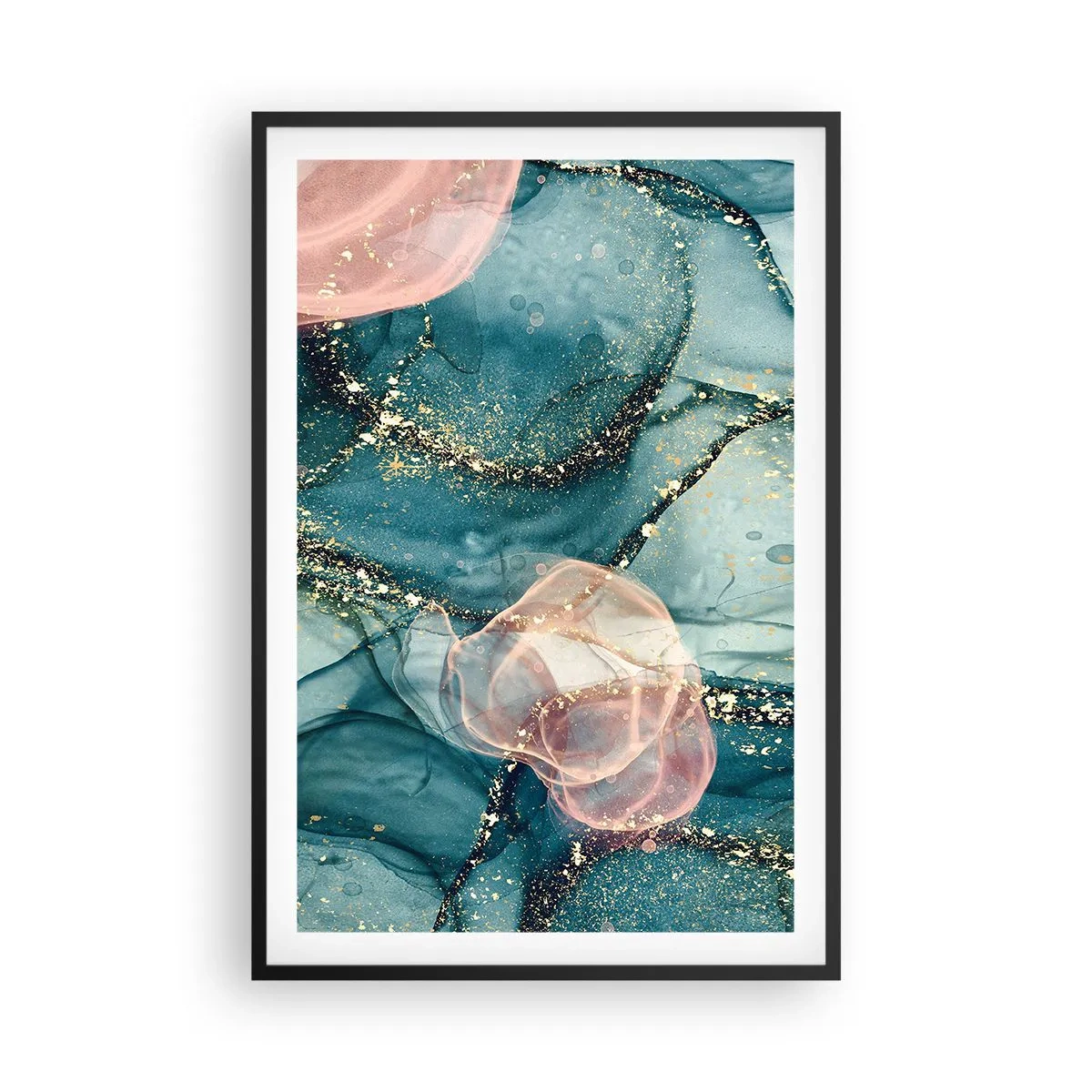 Poster in black frame - Silm Blue, Tulle Pink - 61x91 cm