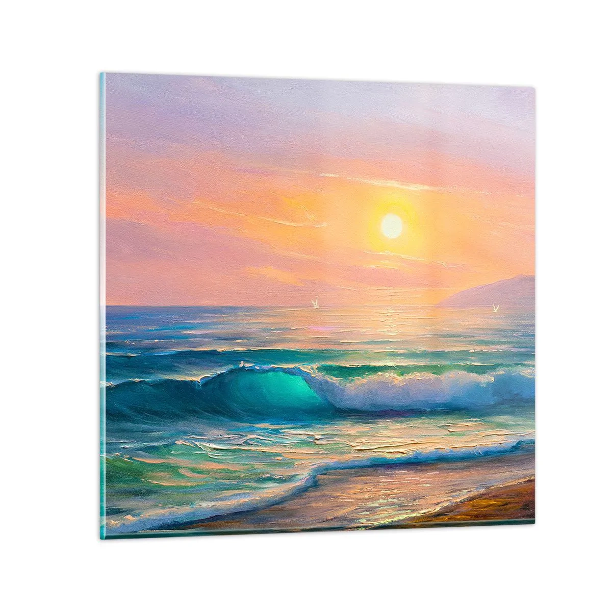 Glass picture - Turquoise Song of the Waves - 40x40 cm