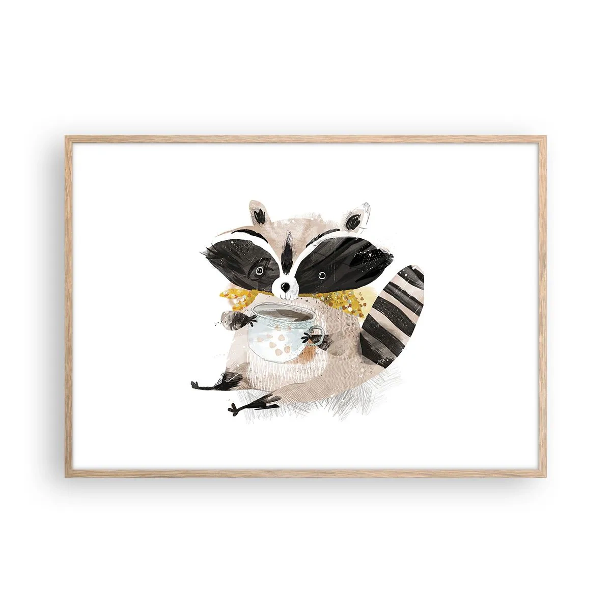 Poster in light oak frame - My Friend Raccoon - 100x70 cm