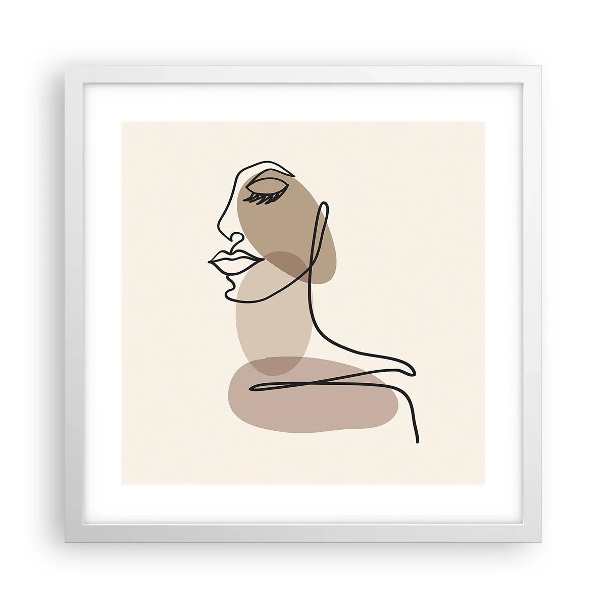 Poster in white frmae - Listening to Herself - 40x40 cm