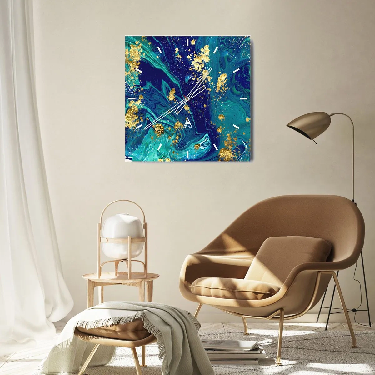 Wall clock - Clock on glass - Sun Flakes - 40x40 cm