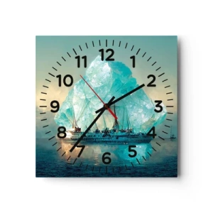 Wall clock - Clock on glass - Arctic Diamond - 30x30 cm