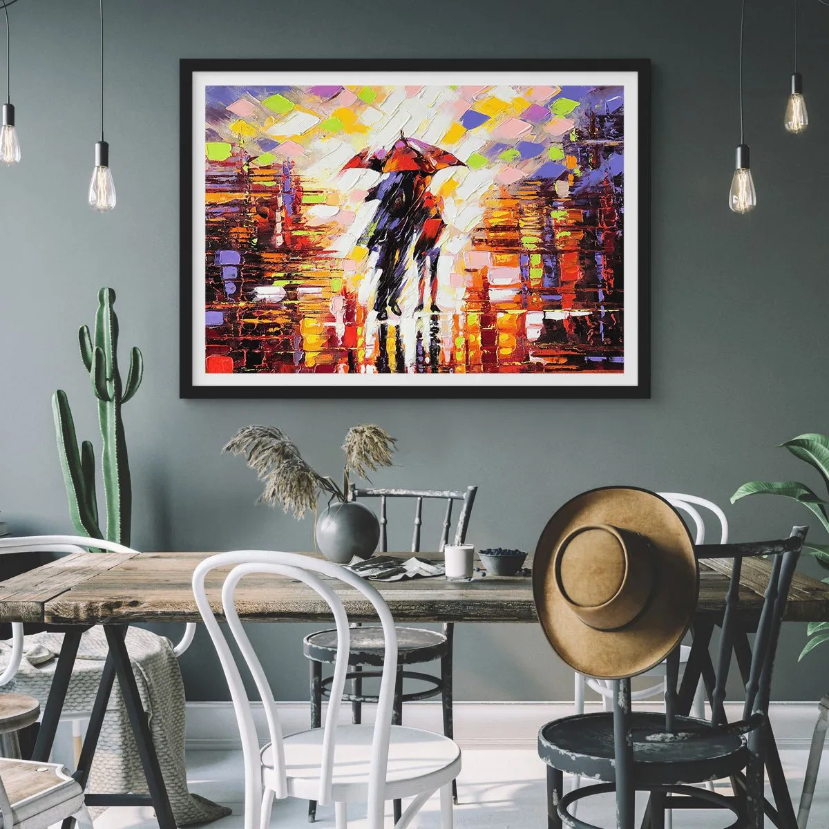 Poster in black frame - Together through Night and Rain - 70x50 cm