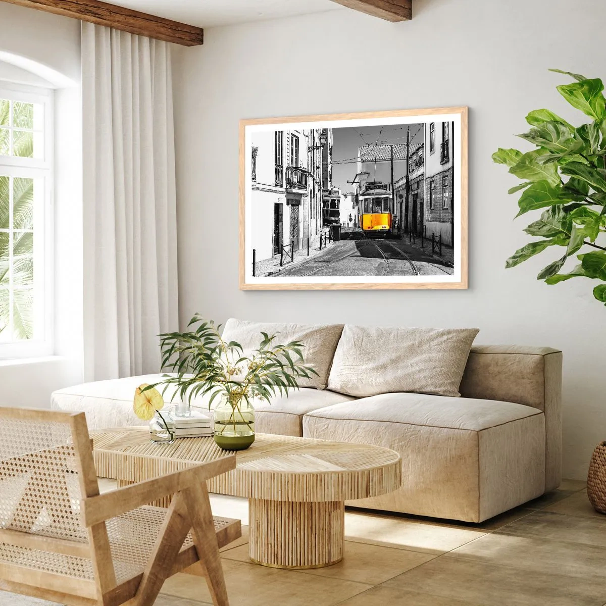 Poster in light oak frame - Spirit of Lisbon - 91x61 cm