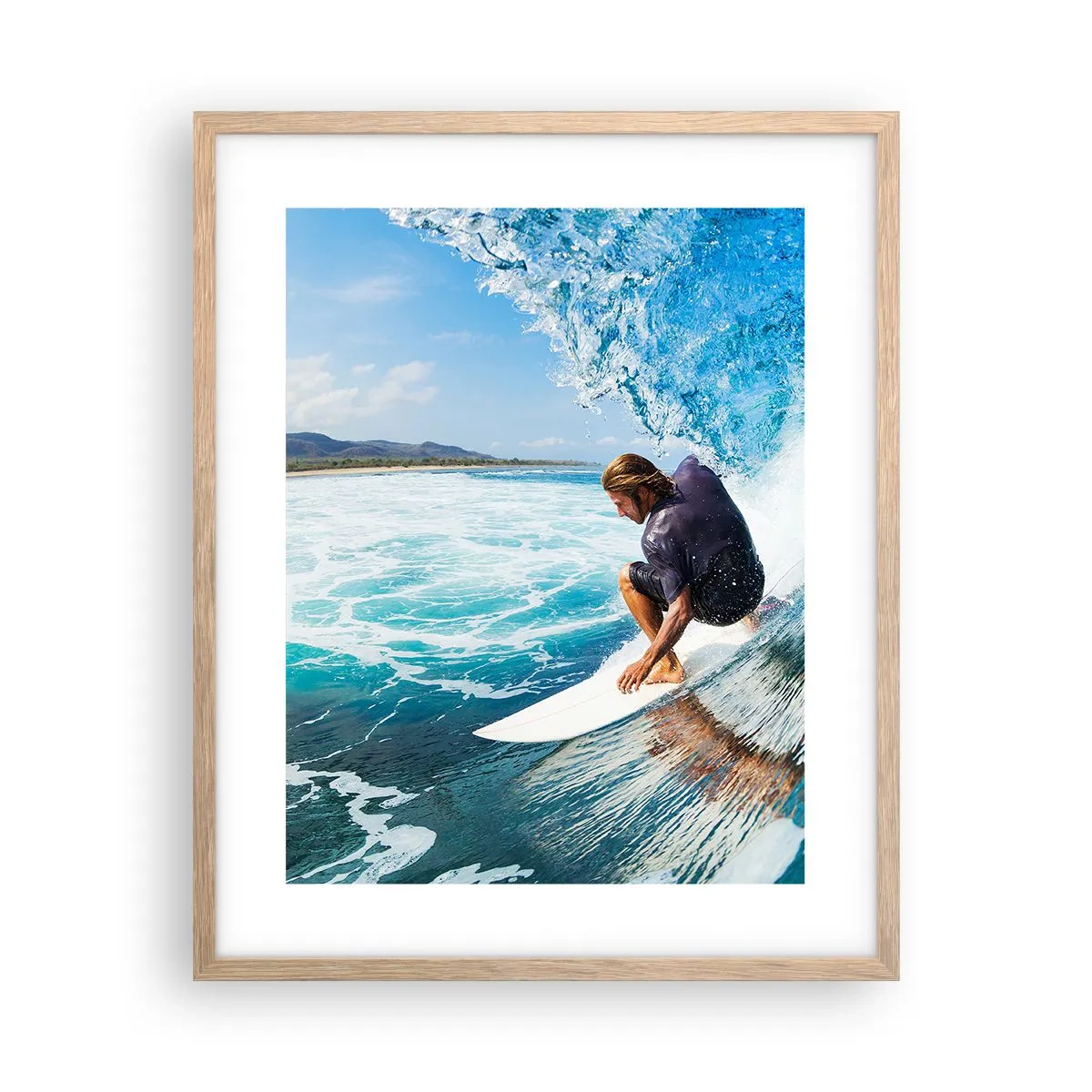 Poster in light oak frame - Dancing with Waves - 40x50 cm