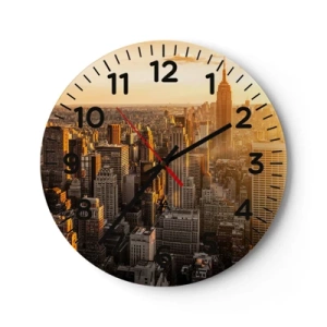 Wall clock - Clock on glass - Growing in the Sun - 30x30 cm
