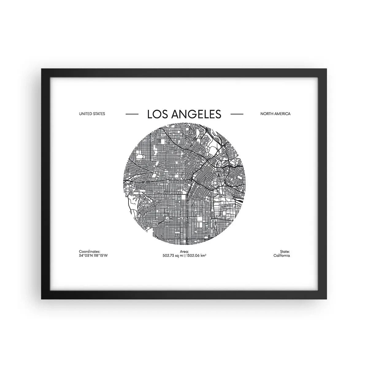 Poster in black frame - Anatomy of Los Angeles - 50x40 cm