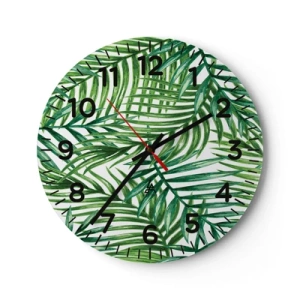 Wall clock - Clock on glass - Under the Green Canopy - 40x40 cm