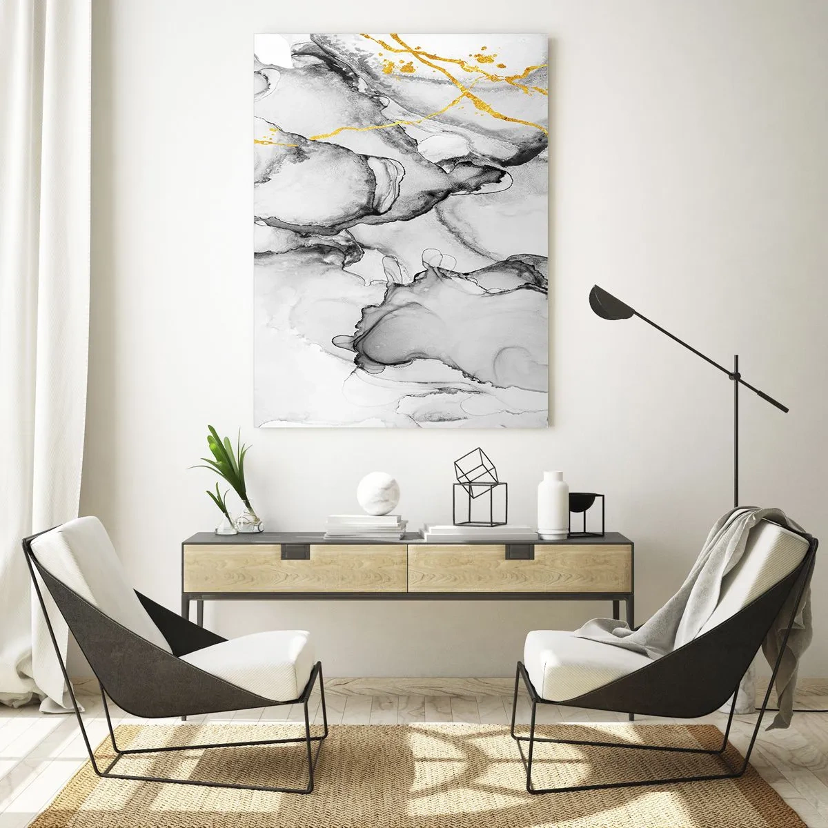 Glass picture - Composition with a Golden Motif - 80x120 cm