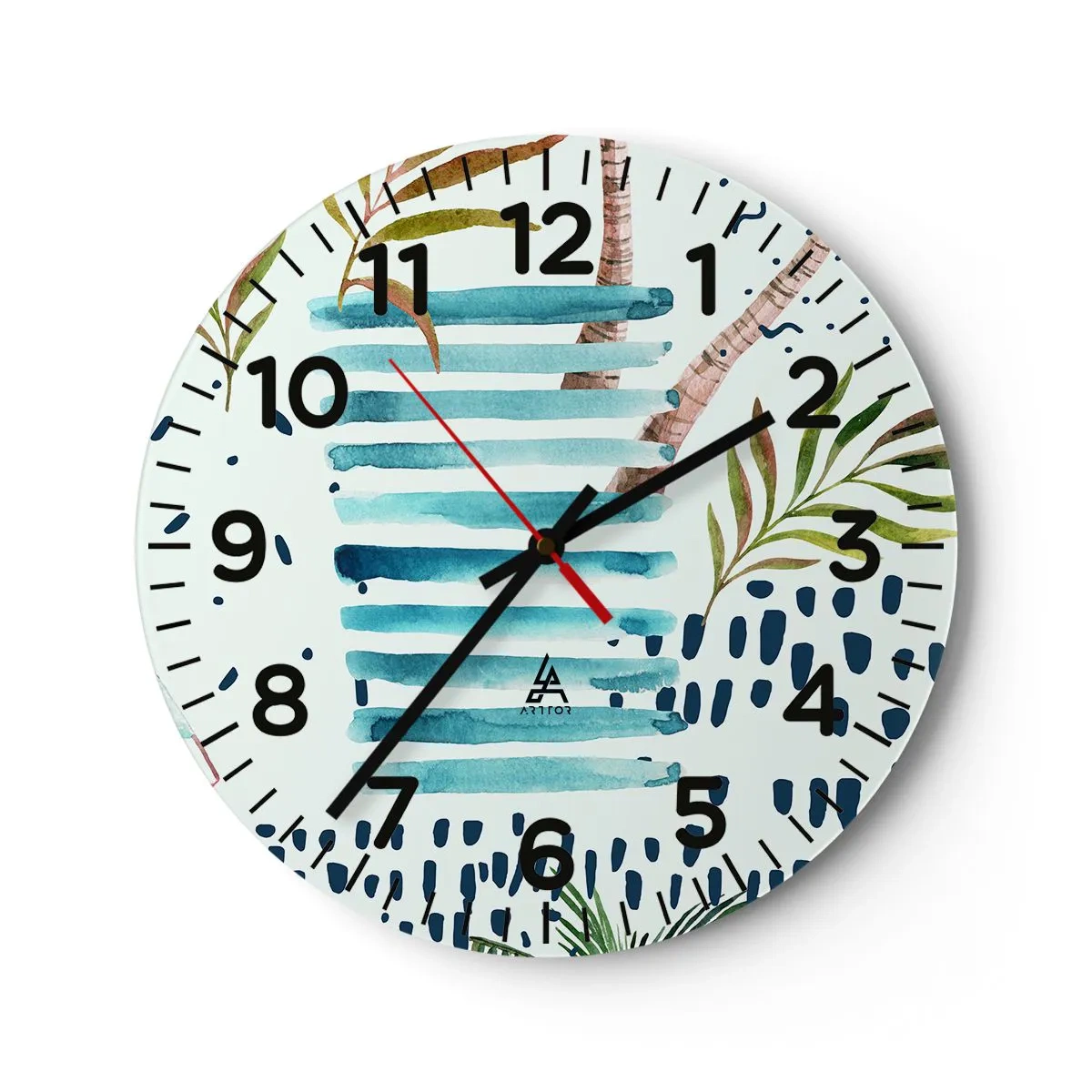 Wall clock - Clock on glass - Holidays under the Palms - 30x30 cm