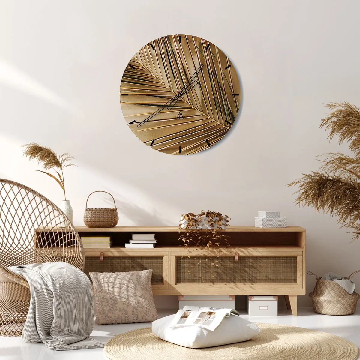 Wall clock - Clock on glass - Natural Colonnade - 40x40 cm