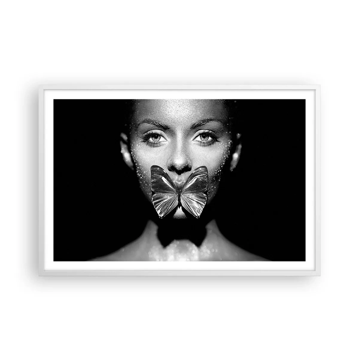 Poster in white frmae - Butterfly Kiss - 91x61 cm