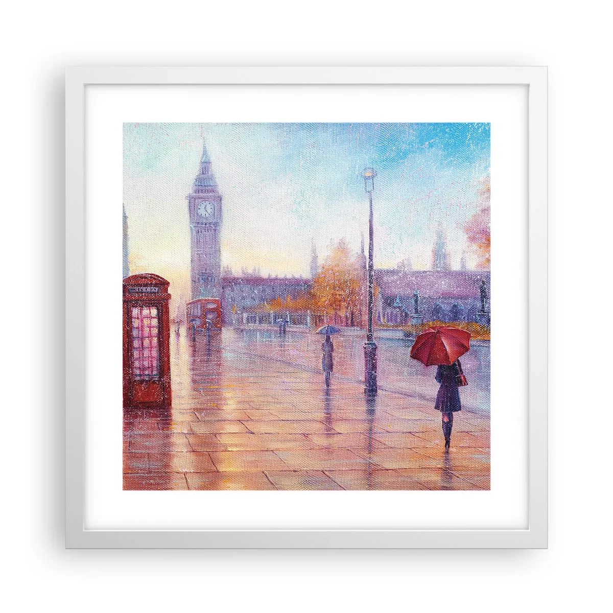 Poster in white frmae - London Autumn Day - 40x40 cm