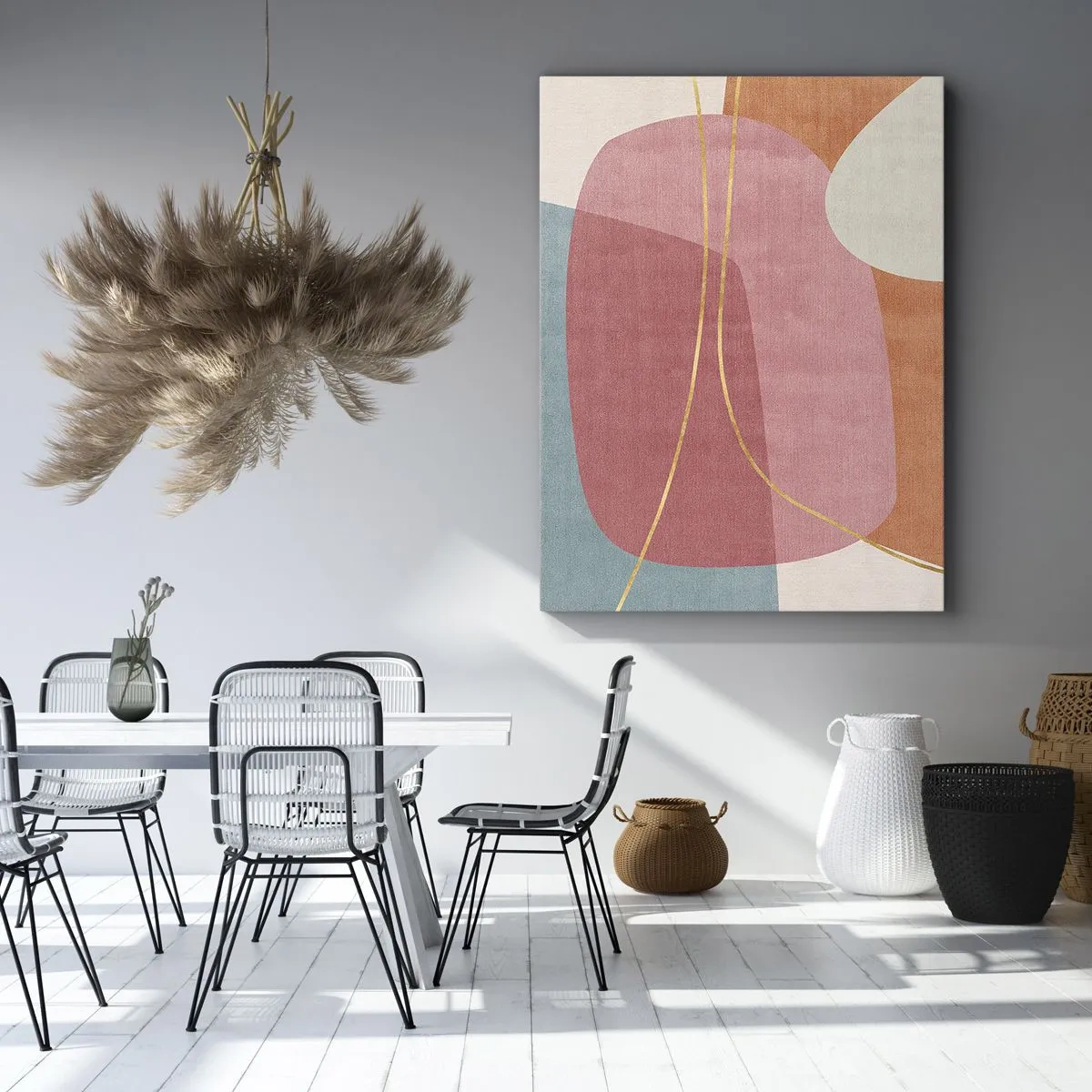 Canvas picture - Pastel Composition with a Golden Note - 80x120 cm