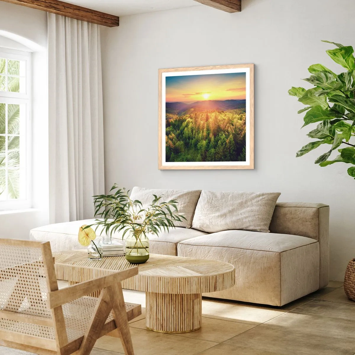 Poster in light oak frame - Peaks and Summits - 50x50 cm