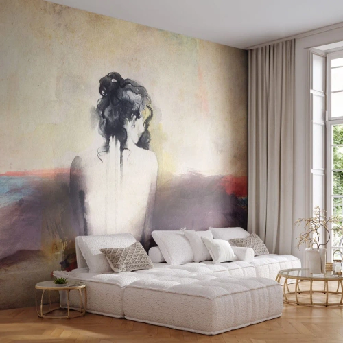 Photo Wallpaper Premium Canvas - Gentle Lines, Oval Shapes - Woman, Body, Piece - 100x70 cm