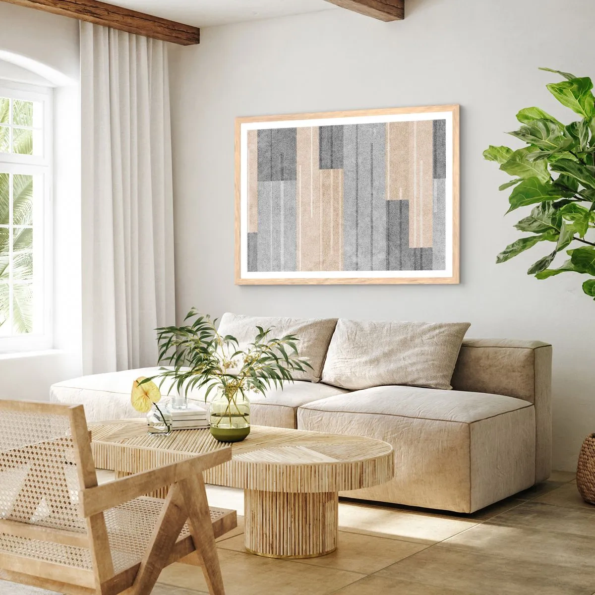 Poster in light oak frame - Composition: Keep Upright - 91x61 cm