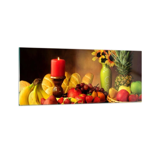 Glass picture - Still Nature with Bread and Fruit - 100x40 cm