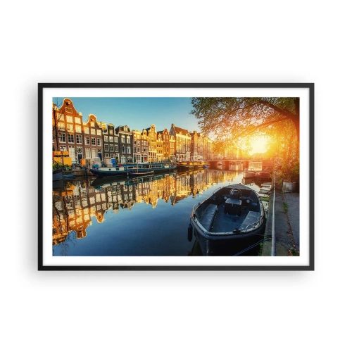 Poster in black frame - Morning in Amsterdam - 91x61 cm