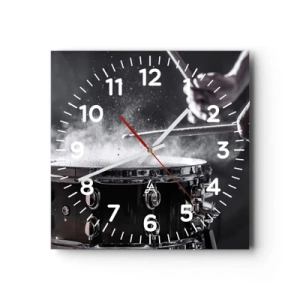 Wall clock - Clock on glass - Pulse of Music - 40x40 cm