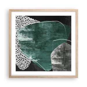 Poster in light oak frame - Colourful Abstract with a Golden Petal - 50x50 cm