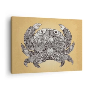 Canvas picture - Decorative drawing of a crab on a gold background - 70x50cm - Tales of Mr Crab  - Modern wall decoration for the living room and bedroom ARTTOR