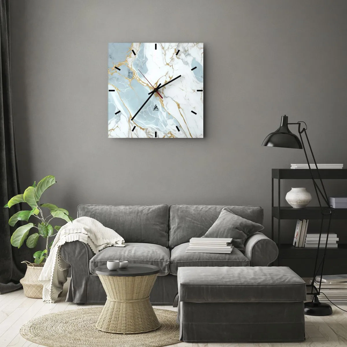 Wall clock - Clock on glass - Richness of the Stone - 40x40 cm