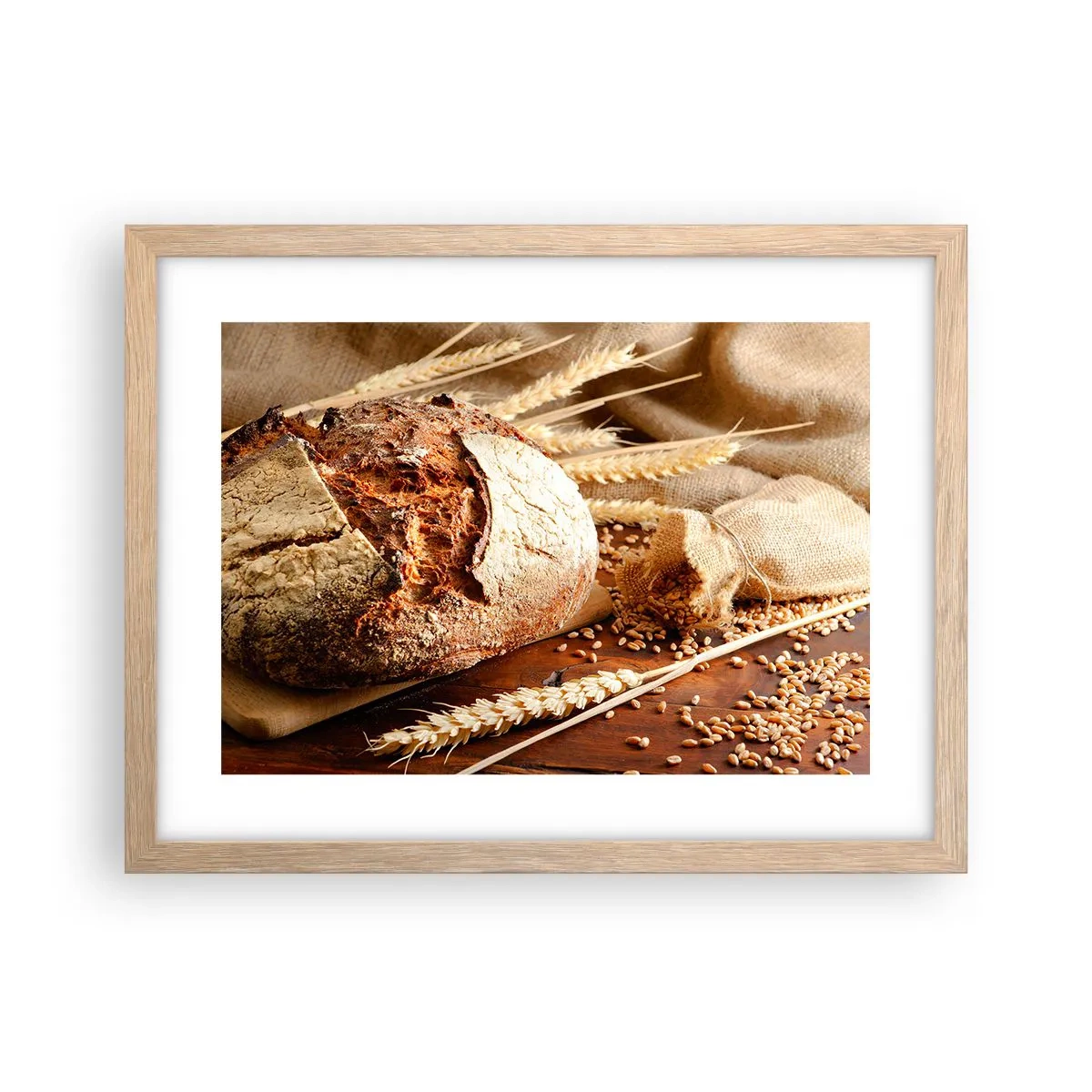 Poster in light oak frame - Tasty, Fragrant, Crunchy - 40x30 cm