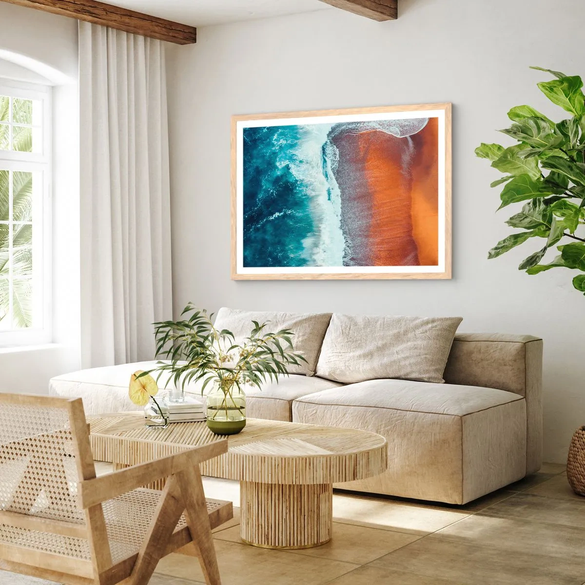 Poster in light oak frame - Touch of the Ocean - 50x40 cm