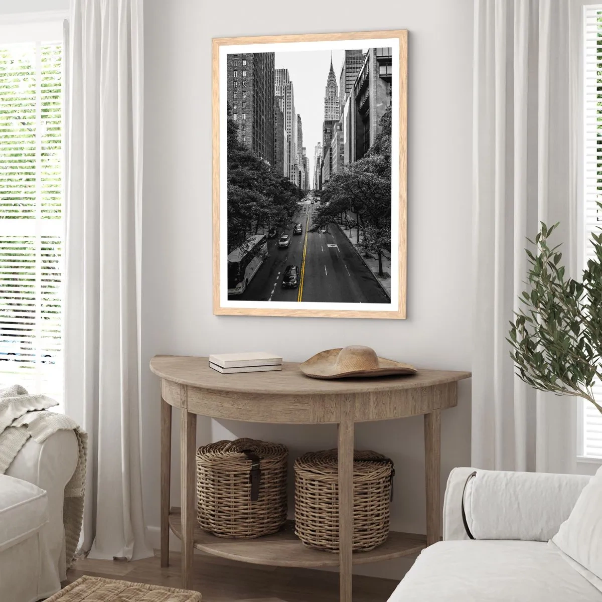 Poster in light oak frame - Morning in New York - 70x100 cm