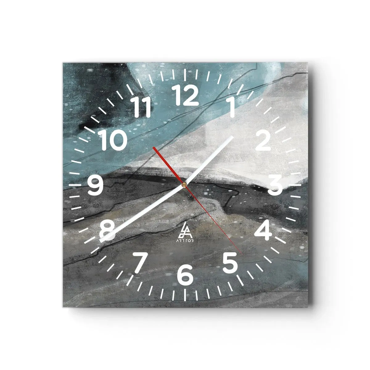 Wall clock - Clock on glass - Abstract: Rocks and Ice - 30x30 cm