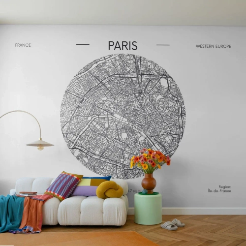 Photo Wallpaper Standard Eco - Anatomy of Paris - Map, Paris, France - 300x210 cm