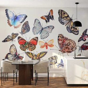 Photo Wallpaper Premium Canvas - Colourful Swarm - For children, Colorful Butterflies, Graphics - 500x350 cm