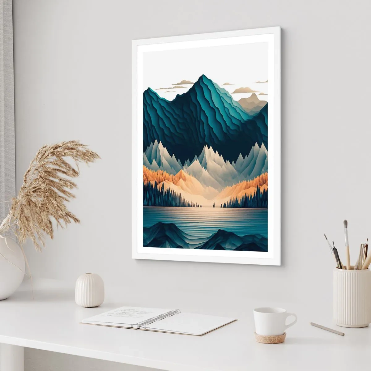 Poster in white frmae - Perfect Mountain Landscape - 70x100 cm
