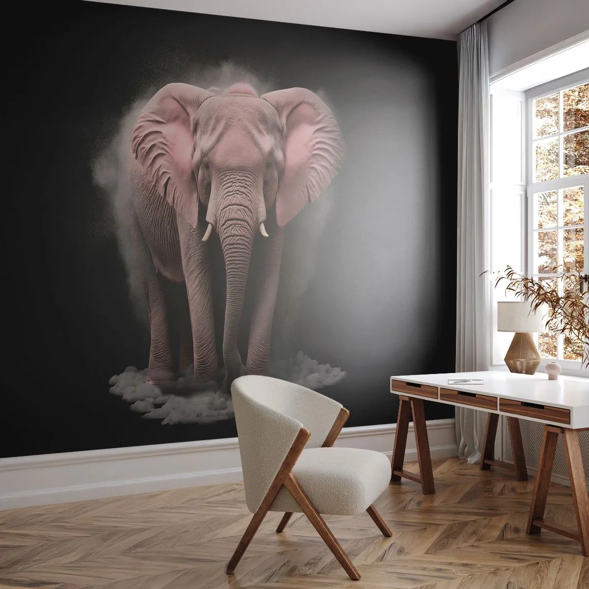 Photo Wallpaper Standard Eco - Don't Think About a Pink Elephant! - Sun, Safari, Africa - 350x256 cm