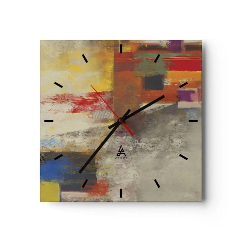 Wall clock - Clock on glass - Geometry of Colours - 30x30 cm