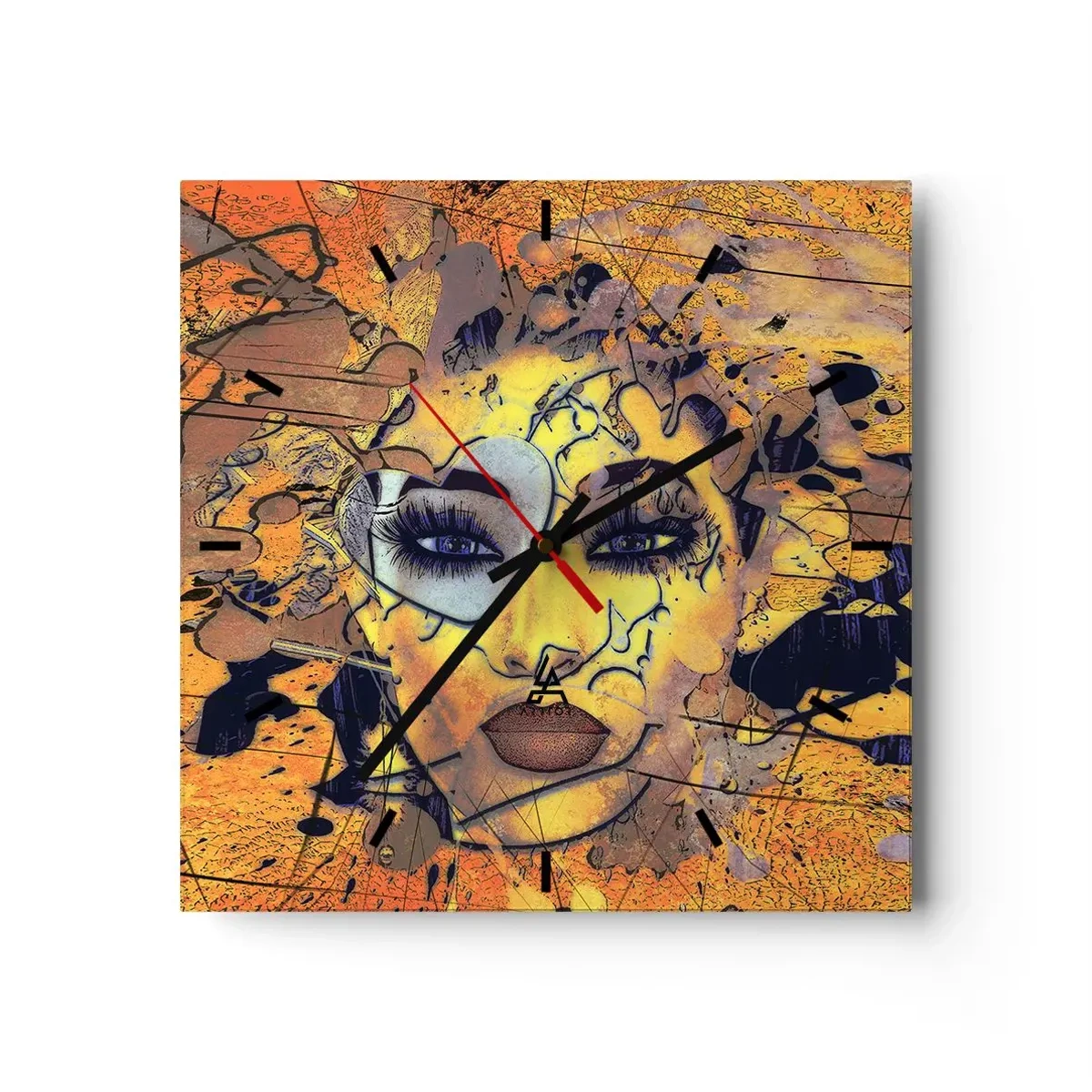 Wall clock - Clock on glass - Sunny Beauty - 30x30 cm