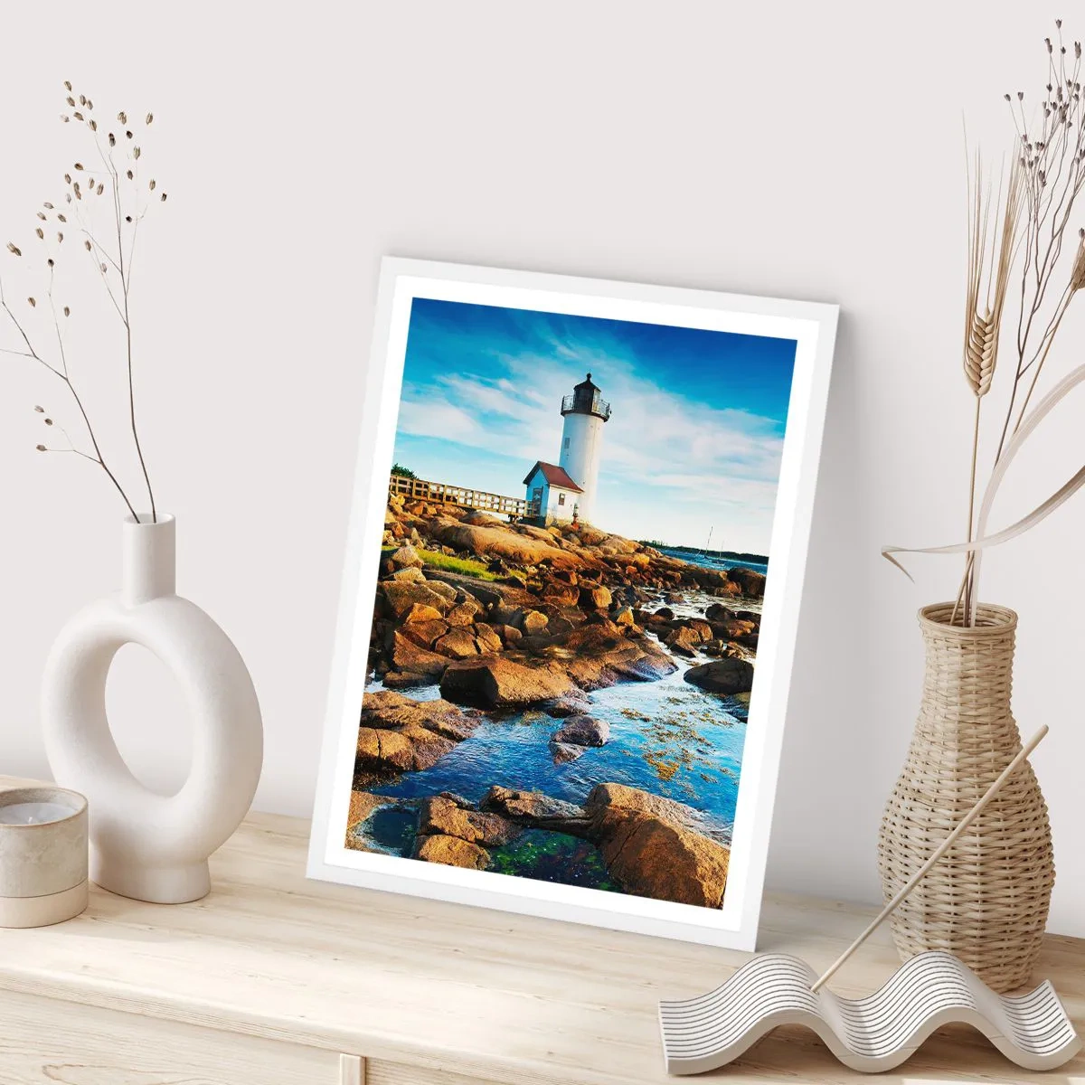 Poster in white frmae - Be Home Safe, I Am Waiting - 50x70 cm