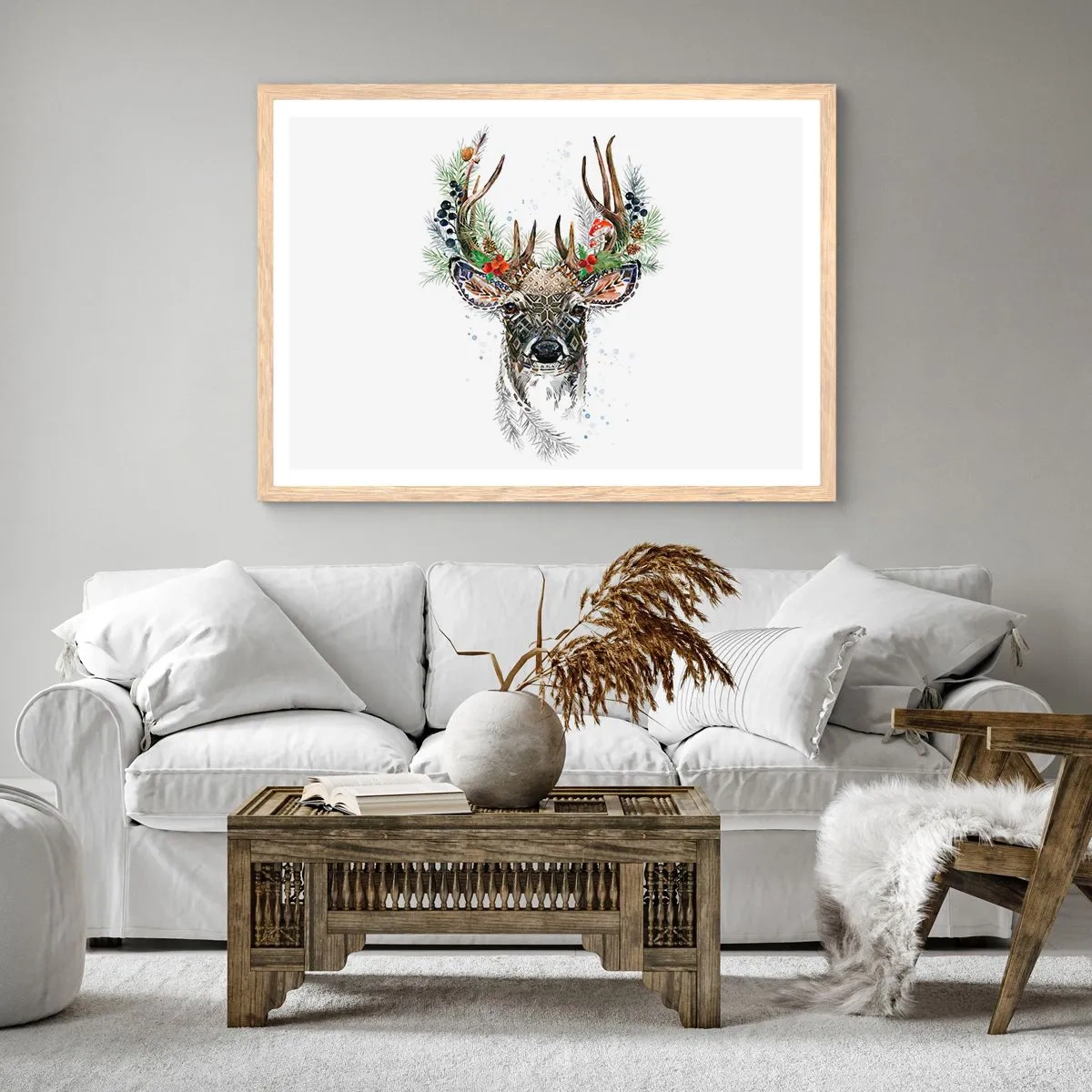 Poster in light oak frame - In Christmas Attire - 100x70 cm